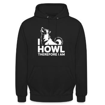 Ich heule, also bin ich ein heiserer Wolf - Unisex Hoodie - Schwarz - Vorne - Alina (178cm) & Michal (187cm)