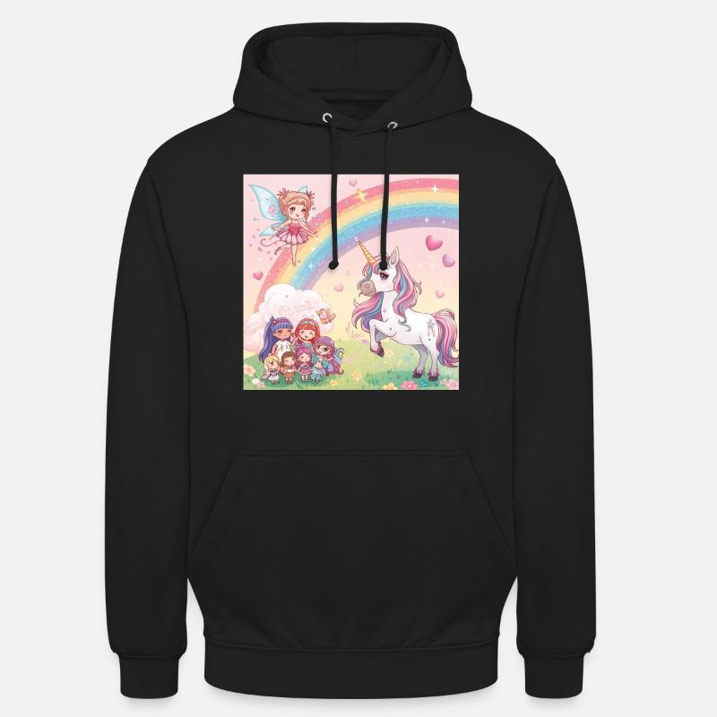 Regenbogenfee und Einhorn Traum - Unisex Hoodie - Schwarz