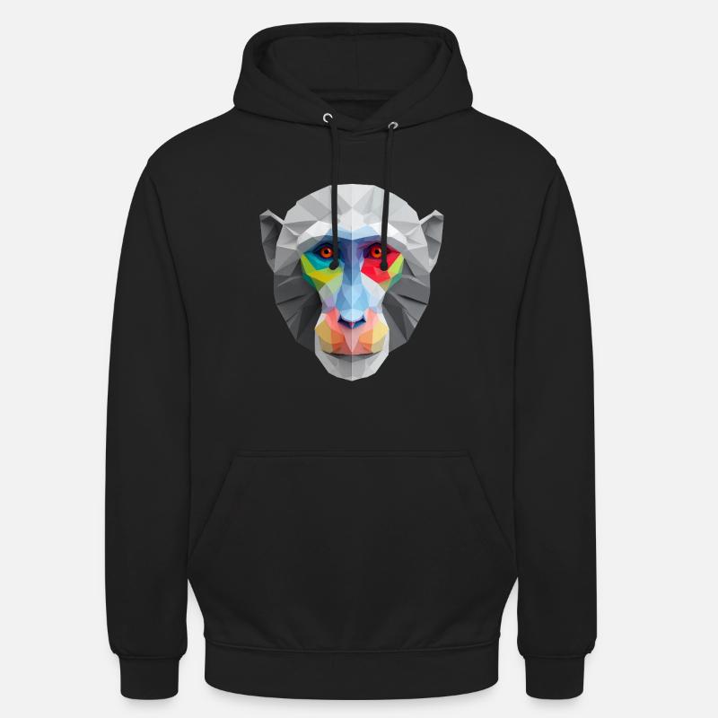 Farbiges Low-Poly Affengesicht Logo Art Design - Unisex Hoodie - Schwarz
