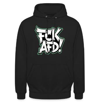 FCK AFD political statement against the right wing - Unisex Hoodie - black - Front - Alina (178cm) & Michal (187cm)