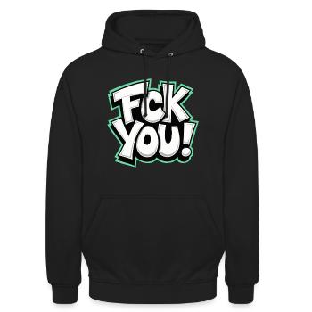 FCK YOU lettering provocative statement - Unisex Hoodie - black - Front - Alina (178cm) & Michal (187cm)