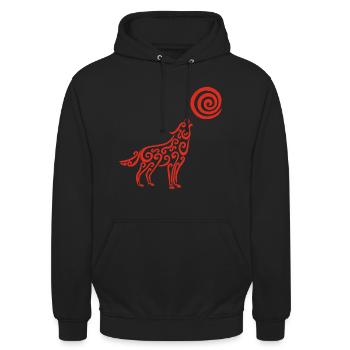 Der Wolf und der rote Mond - Unisex Hoodie - Schwarz - Vorne - Alina (178cm) & Michal (187cm)