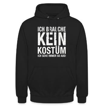 Karneval Fasching Fasnet Kostüm - Unisex Hoodie - Schwarz - Vorne - Alina (178cm) & Michal (187cm)