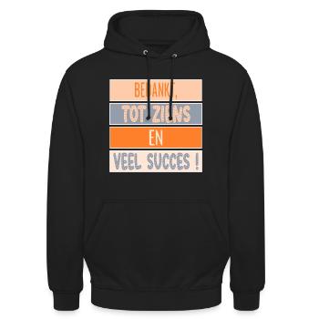 Merci - Bonne chance - Sweat-shirt à capuche unisexe - noir - Devant - Alina (178cm) & Michal (187cm)