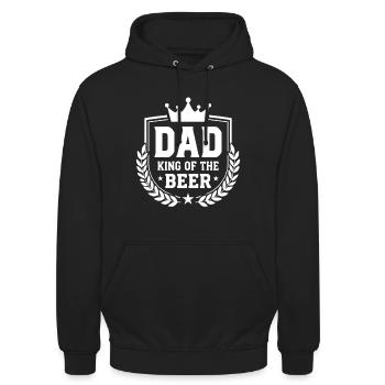 DAD KING OF THE BEER Wappen für Väter - Unisex Hoodie - Schwarz - Vorne - Alina (178cm) & Michal (187cm)