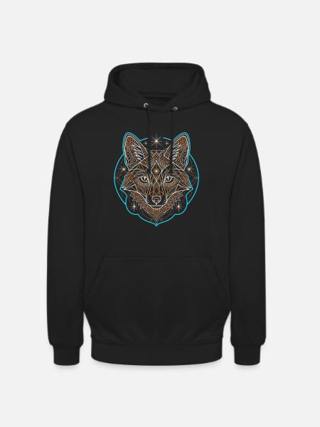 Geometric Fox Mandala Tattoo - Unisex Hoodie - black