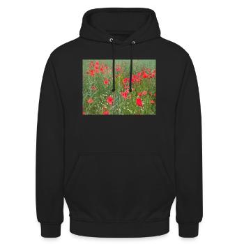 Poppy meadow - Unisex Hoodie - black - Front - Alina (178cm) & Michal (187cm)