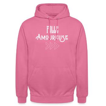Folle amoureux tshirt assorti couple - Sweat-shirt à capuche unisexe - rose - Devant - Alina (178cm) & Michal (187cm)