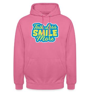 parler moins sourire plus - Sweat-shirt à capuche unisexe - rose - Devant - Alina (178cm) & Michal (187cm)