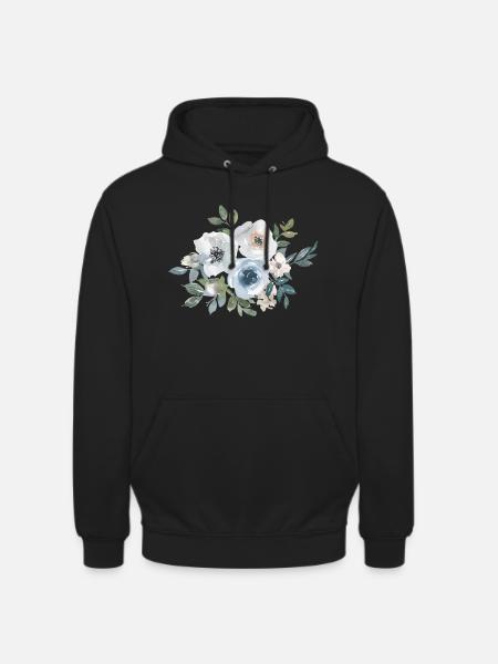 Blumen Rosen Aquarell - Unisex Hoodie - Schwarz