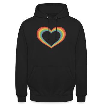 Großes Pride-Herz - Unisex Hoodie - Schwarz - Vorne - Alina (178cm) & Michal (187cm)