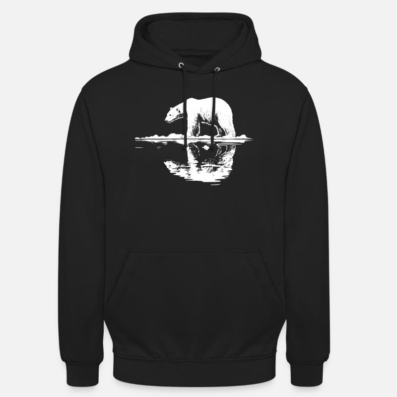 Cool Eisbär Reflektion Silhouette - Unisex Hoodie - Schwarz