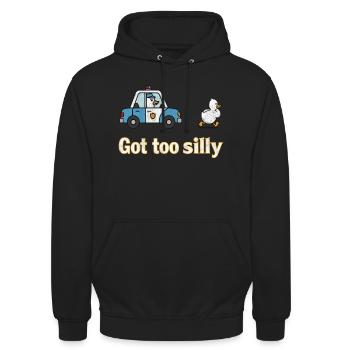 Lustige Gans hat zu albernes Wortspiel Humor Meme - Unisex Hoodie - Schwarz - Vorne - Alina (178cm) & Michal (187cm)