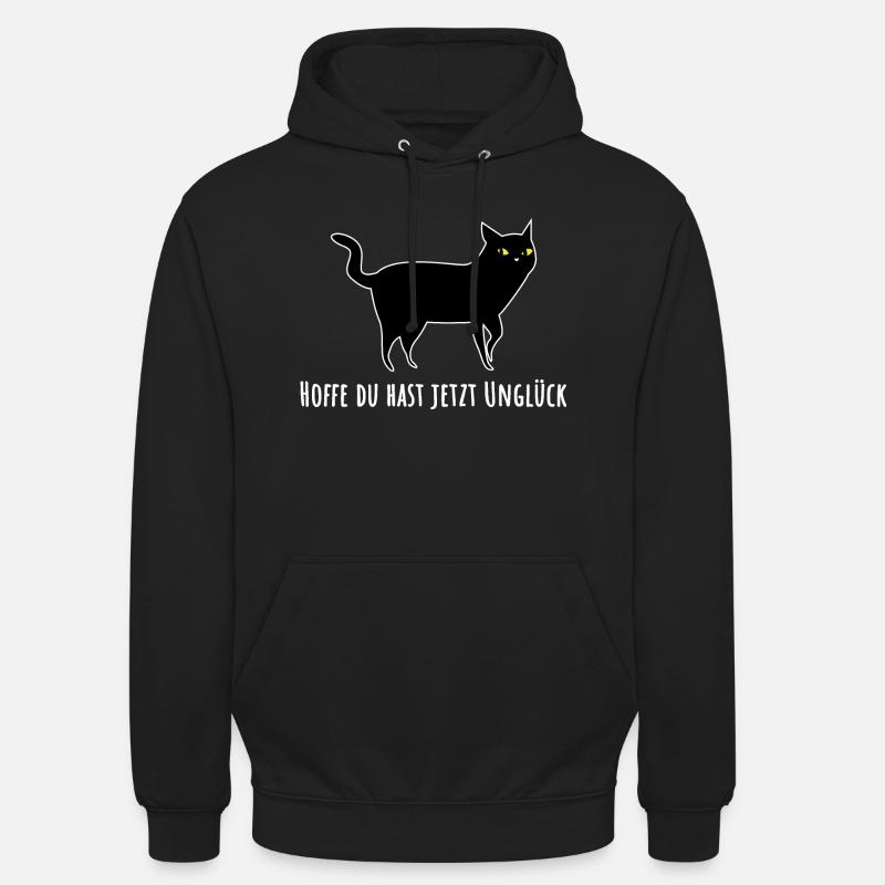 Schwarze Katze mit Unglück - Unisex Hoodie - Schwarz
