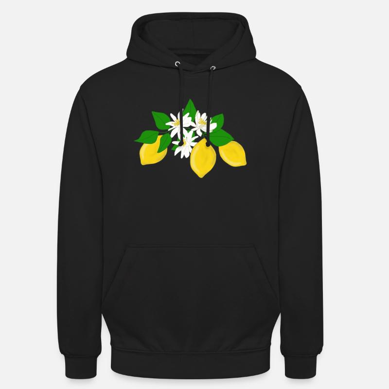 Citrons, fleurs de citron - Sweat-shirt à capuche unisexe - noir