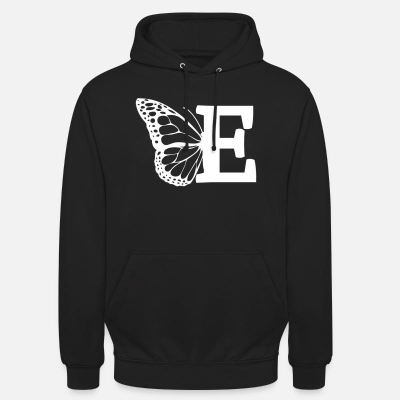 lettre e papillon - Sweat-shirt à capuche unisexe - noir