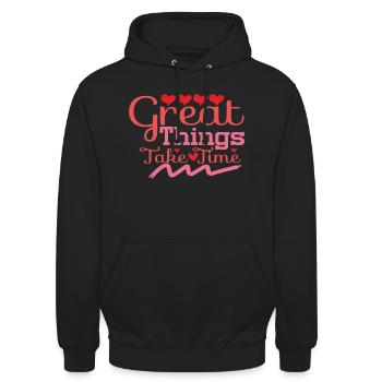 Great Things Take Time - Unisex Hoodie - black - Front - Alina (178cm) & Michal (187cm)