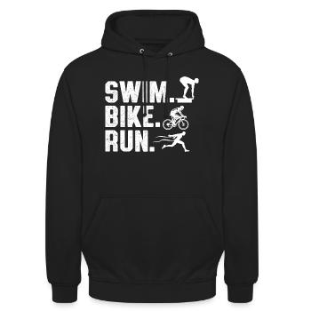 Swim Bike Run Triathlon - Unisex Hoodie - Schwarz - Vorne - Alina (178cm) & Michal (187cm)