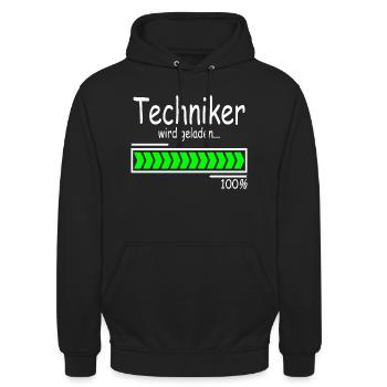 Techniker Prüfung Abschluss Bestanden wird geladen - Unisex Hoodie - Schwarz - Vorne - Alina (178cm) & Michal (187cm)