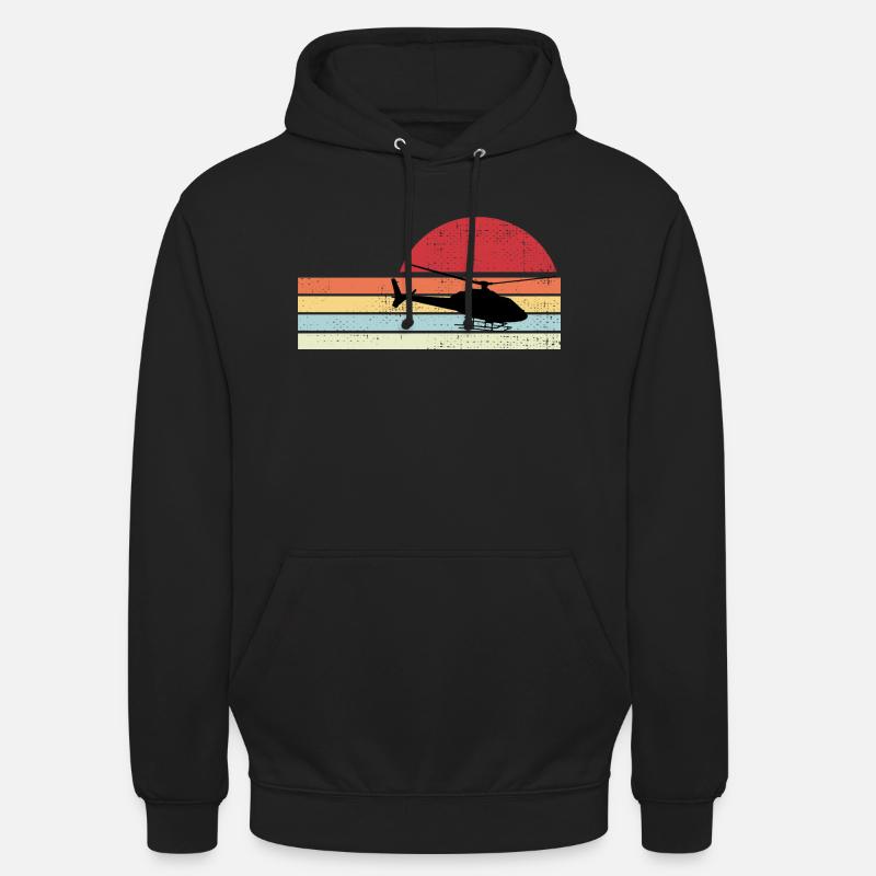 Hélicoptère Hélicoptère Cadeau Rétro - Sweat-shirt à capuche unisexe - noir
