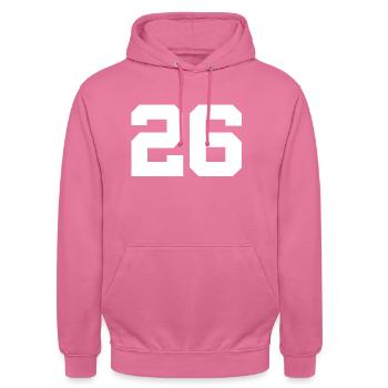 Anzahl 26 - Unisex Hoodie - Pink - Vorne - Alina (178cm) & Michal (187cm)