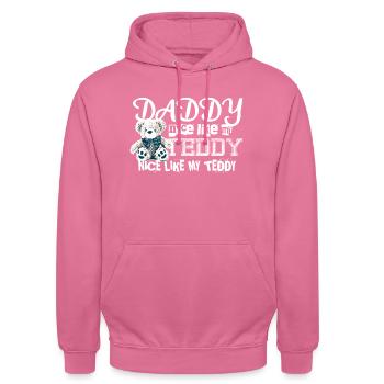 Papa nett wie mein Teddy T-Shirt Sweat - Unisex Hoodie - Pink - Vorne - Alina (178cm) & Michal (187cm)