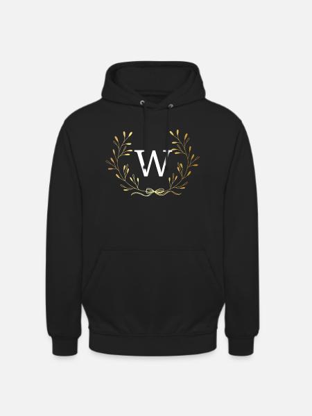 Buchstabe mit goldener Blumenkrone - Unisex Hoodie - Schwarz