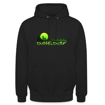 Düsseldorf die Stadt Moin Deutschland - Unisex Hoodie - Schwarz - Vorne - Alina (178cm) & Michal (187cm)