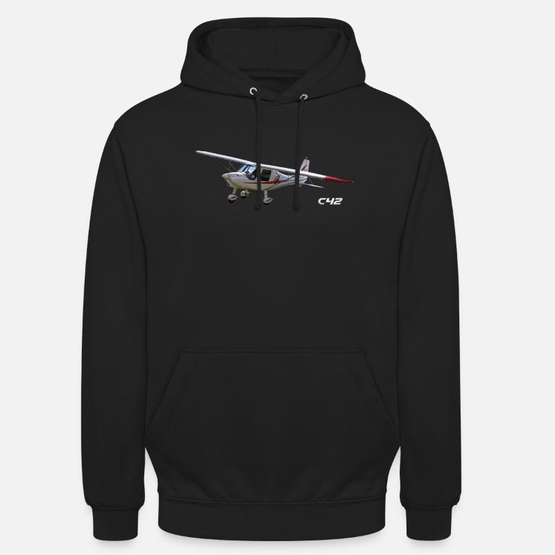 Aviateur d'avion ultra-léger C42 - Sweat-shirt à capuche unisexe - noir