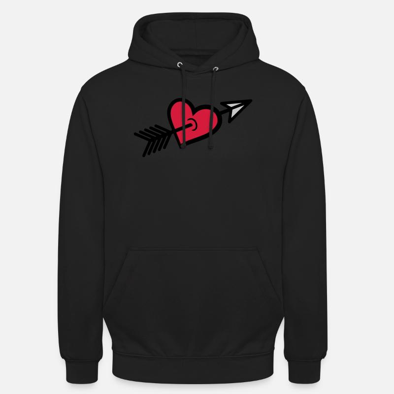 Pfeil durch Herz geschossen - Unisex Hoodie - Schwarz