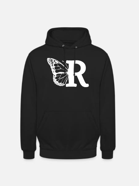 lettre r papillon - Sweat-shirt à capuche unisexe - noir