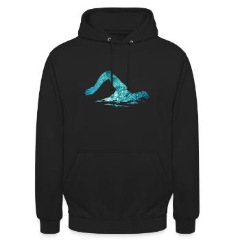 Schwimmer Schwimmen Sport Geschenk - Unisex Hoodie - Schwarz - Vorne - Alina (178cm) & Michal (187cm)