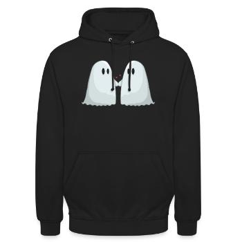 Gespenster-Pärchen - Unisex Hoodie - Schwarz - Vorne - Alina (178cm) & Michal (187cm)