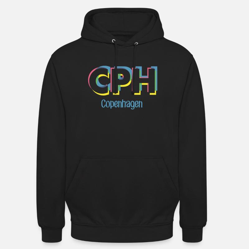 Copenhague - CPH - Copenhague - Dänemark - Danemark - Sweat-shirt à capuche unisexe - noir