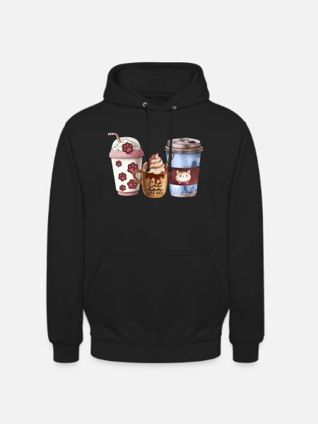 Cat mom loves coffee - Unisex Hoodie - black