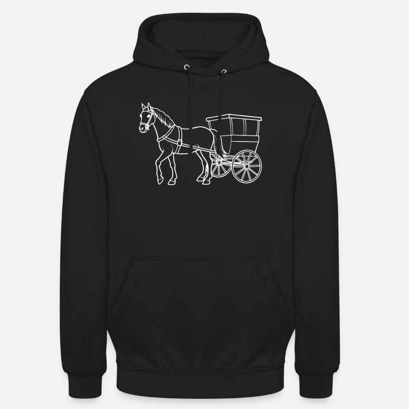Nostalgic Ride - Cheval avec calèche - Sweat-shirt à capuche unisexe - noir