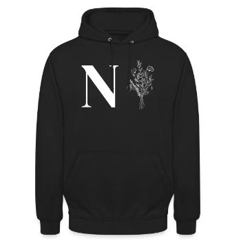 Lette n fleurs minimalistes - Sweat-shirt à capuche unisexe - noir - Devant - Alina (178cm) & Michal (187cm)