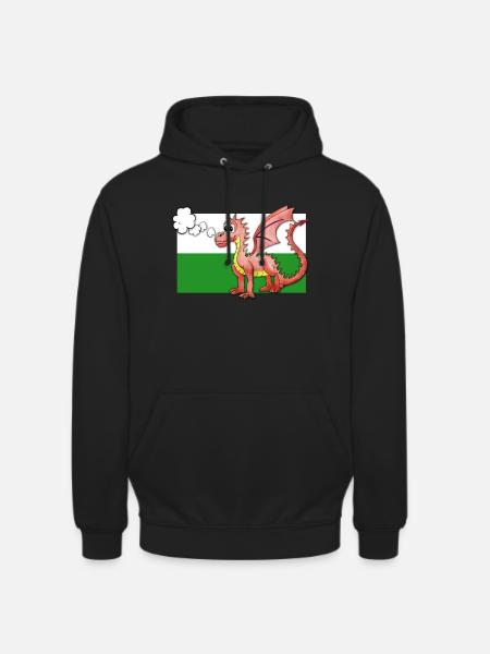 Puffing Welsh Dragon - Gregory - Unisex Hoodie - black