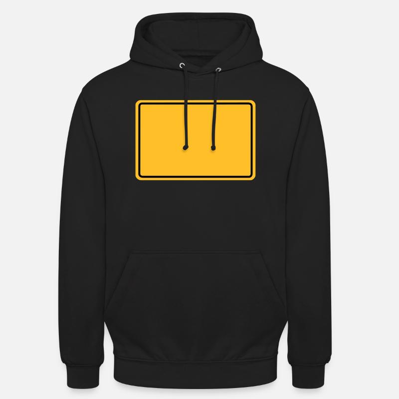 Ortsschild + Dein Text - Unisex Hoodie - Schwarz