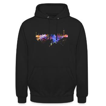 Berlin Skyline - Unisex Hoodie - Schwarz - Vorne - Alina (178cm) & Michal (187cm)