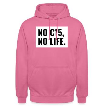 No C15, no life idée cadeau c15 - Sweat-shirt à capuche unisexe - rose - Devant - Alina (178cm) & Michal (187cm)