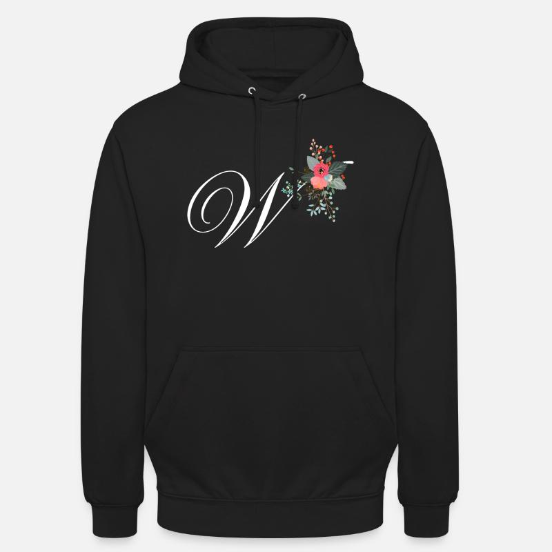 Lettre w fleuris - Sweat-shirt à capuche unisexe - noir
