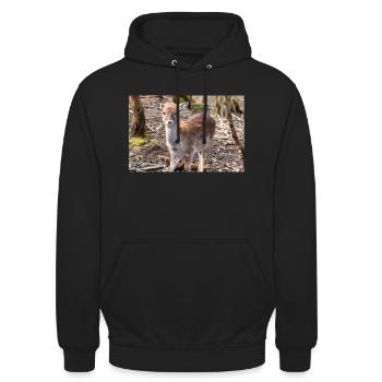 Fallow Deer (in german Damwild or Damhirsch) Dama - Unisex Hoodie - black - Front - Alina (178cm) & Michal (187cm)