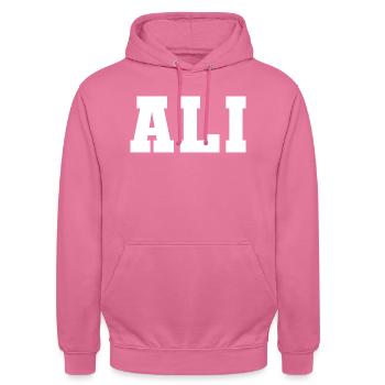 Name - Ali - Unisex Hoodie - pink - Front - Alina (178cm) & Michal (187cm)