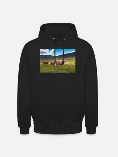Scottish Highland cattle - Unisex Hoodie - black