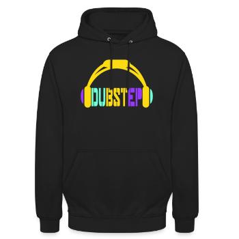 Dub Step Techno Musik Party Club Text Kopfhörer - Unisex Hoodie - Schwarz - Vorne - Alina (178cm) & Michal (187cm)