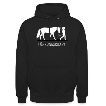 Führungskraft Pferd Pferde Spruch Reitersprüche - Unisex Hoodie - Schwarz - Vorne - Alina (178cm) & Michal (187cm)