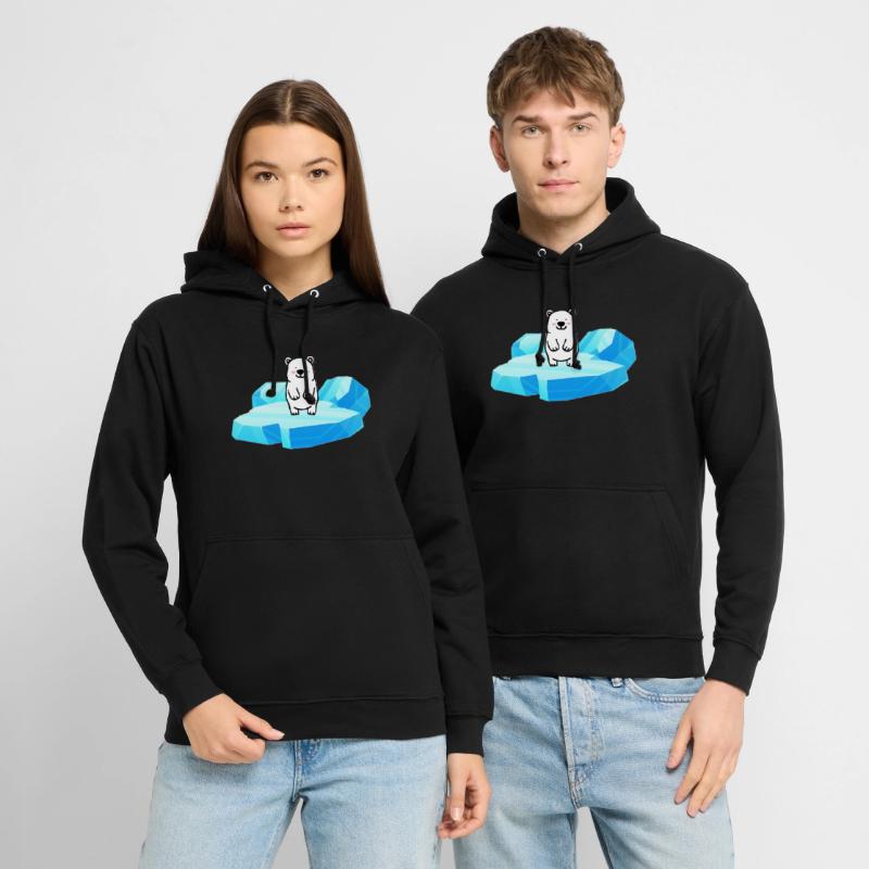 Süsser kleiner Eisbär auf einer Eisscholle Unisex Hoodie