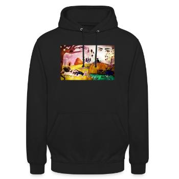 abstrakte Kunst - Unisex Hoodie - Schwarz - Vorne - Alina (178cm) & Michal (187cm)