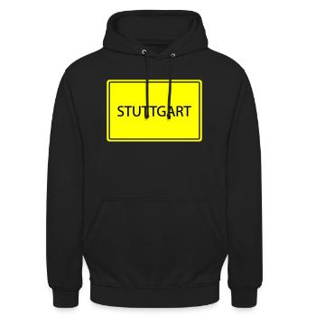 ortsschild stuttgart - Unisex Hoodie - Schwarz - Vorne - Alina (178cm) & Michal (187cm)